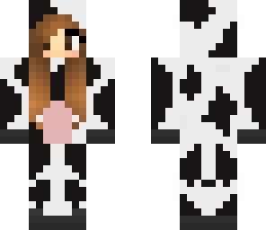 brown hair girl in cow onesie