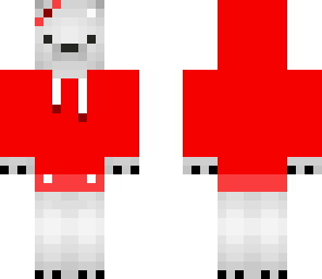 red hoodie with polar bear on back