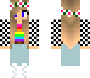rainbow shirt and plad sweater