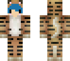 tiger chibi wiht blue hair
