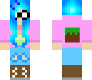herobrine girl with rainbow shirt