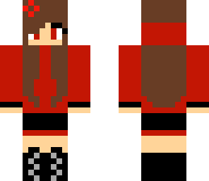 girl with red and black hoodie