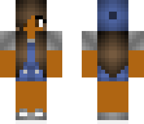 blue overalls and beanie