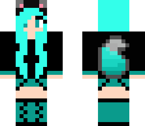 aqua and black wolf girl