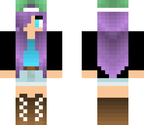 purple hair and green hat girl