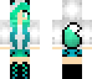mint and blue wolf girl with black boots