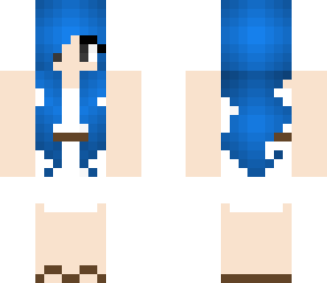 white dress blue hair