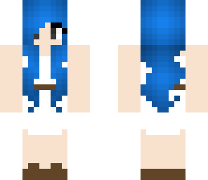 white dress blue hair