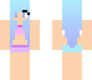pink top and purple bottom swimsuit