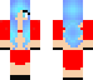 blue haired  red dress