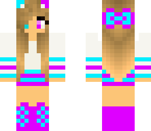 blue and pink cat girl