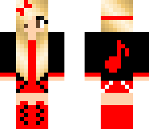 music note girl red and black