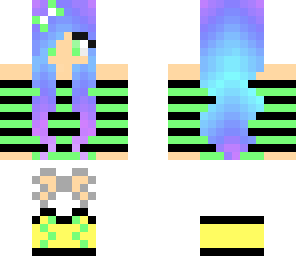 galaxy hair mint and yellow outfit