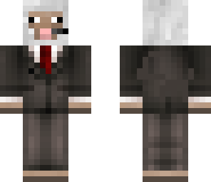 sheep in a sult wuth a head set