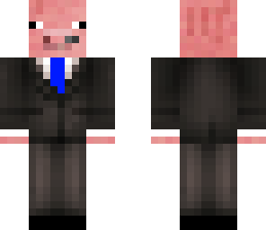 pig in a sult with a head set