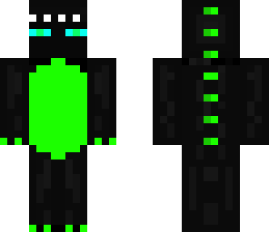 green dino enderman with headphones