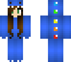 blue dino girl with rainbow scales