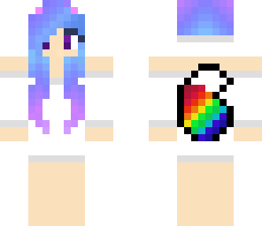 white dress fox girl with rainbow tail