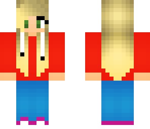 blonde girl with red sweatshirt