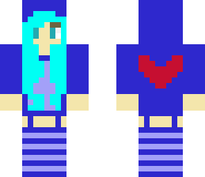 shy girl with blue hair