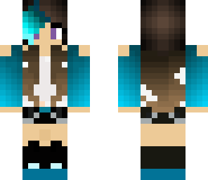 brown haired girl and blue bangs