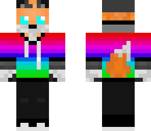 a fox in rainbow cloth