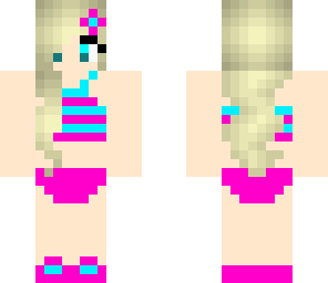 bule and pink bathing suit girl