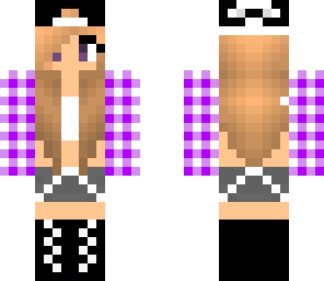 purple flannel girl with cap