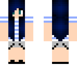 blue hair blue stripy top
