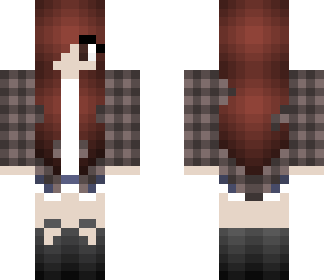 russet-haired girl with grey jacket and headphones