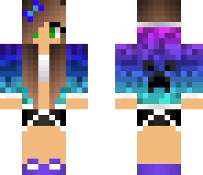 blue rainbow jacket girl minecraft skin