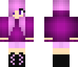 pink haired girl with a purple hoodie