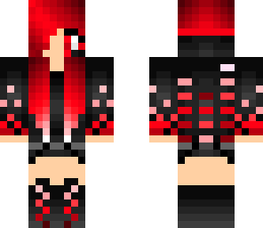 bright red girl with black