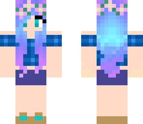 cute blue purple hair girl changed