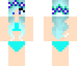 blue hair girl in bikini