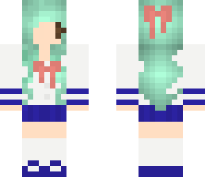 mint haired school girl