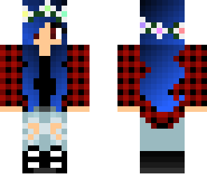 flanel girl ripped jeans