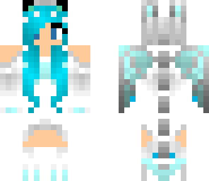 blue hair dragon girl with ears