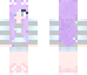 purple hair and kitty ears