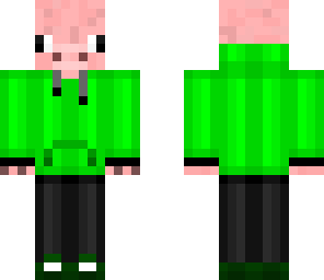 pig in a green hoodie