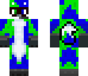 green and blue fox
