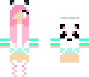 pink and mint green panda girl