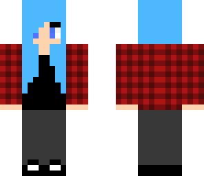 blue hair flannel girl