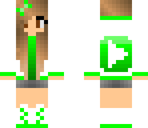 cute green and white youtuber girl skin
