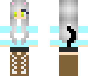black white and blue cat girl