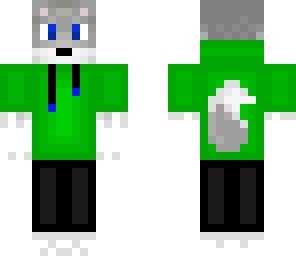 boy wolf green hoodie with headphones