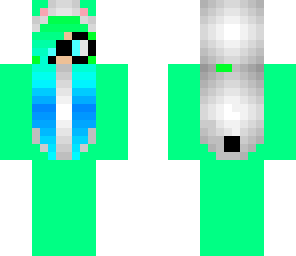 cute panda green blue hair