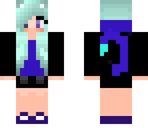 cute cat girl with minty colored hair