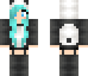 -softy panda- blue haired girl in panda suit