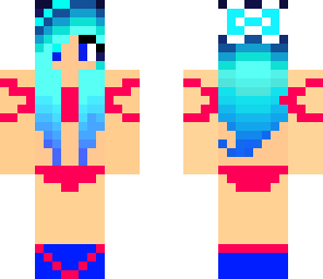 blue and pink bathing suit